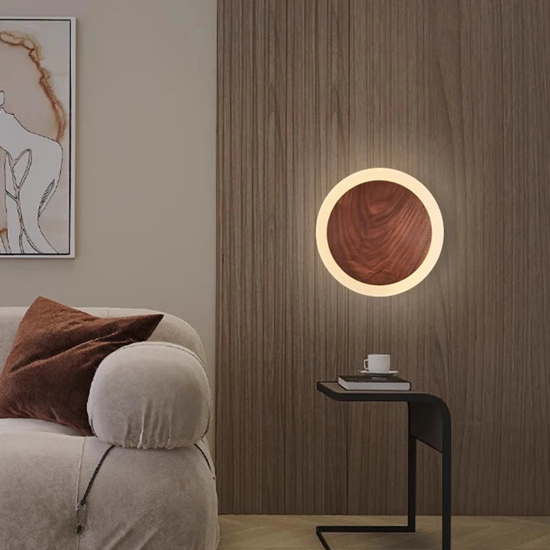 Applique murale LED nordique en noyer - vue 4 sur 8