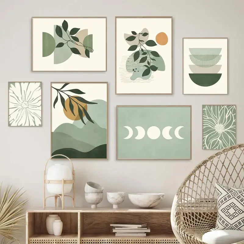 affiches murales boho soleil lune géométrie abstraite décoration intérieure