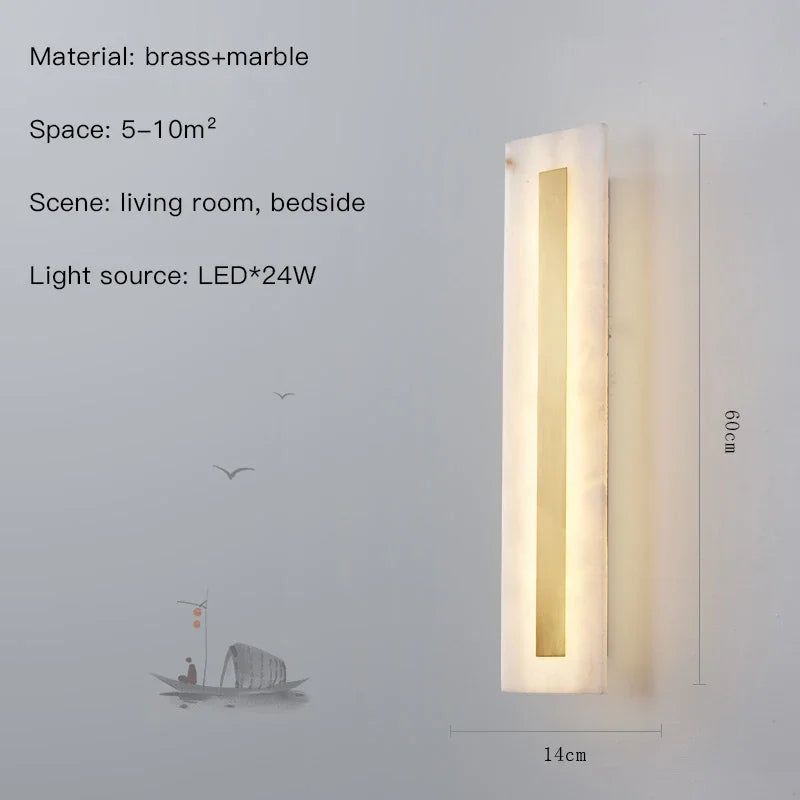 Wandleuchte aus Marmor mit dekorativem LED-Licht für modernes Interieur - vue 9 sur 12