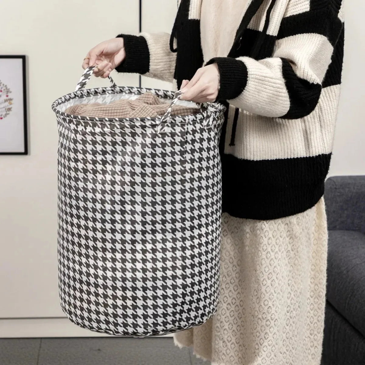 panier pliable pour linge jouets rangement enfants et dortoirs - vue 3 sur 19