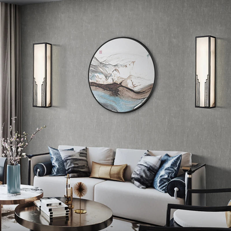 applique murale en marbre et cuivre style chinois pour décoration hôtel - vue 5 sur 7
