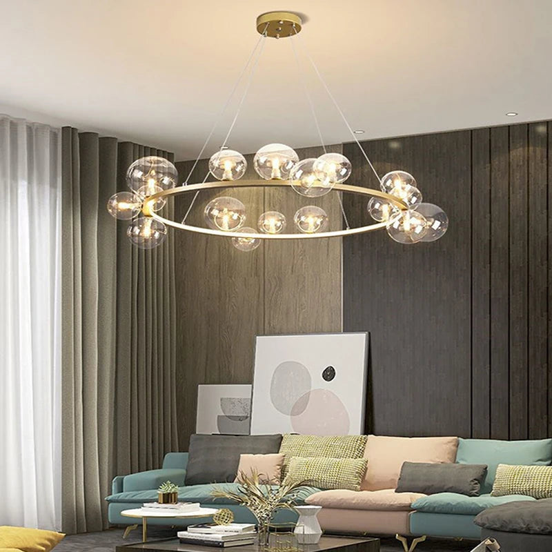 lustre en verre design moderne avec bulles pour intérieur élégant - vue 5 sur 18