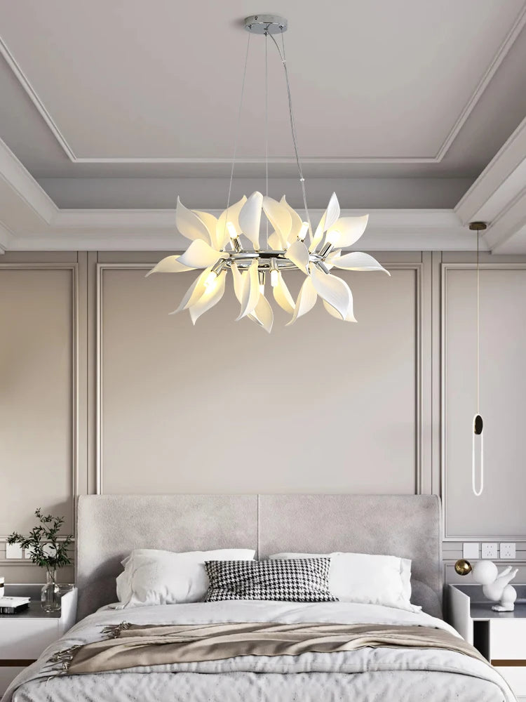 lustre carré en céramique avec pétales de fleurs suspendu - vue 7 sur 14