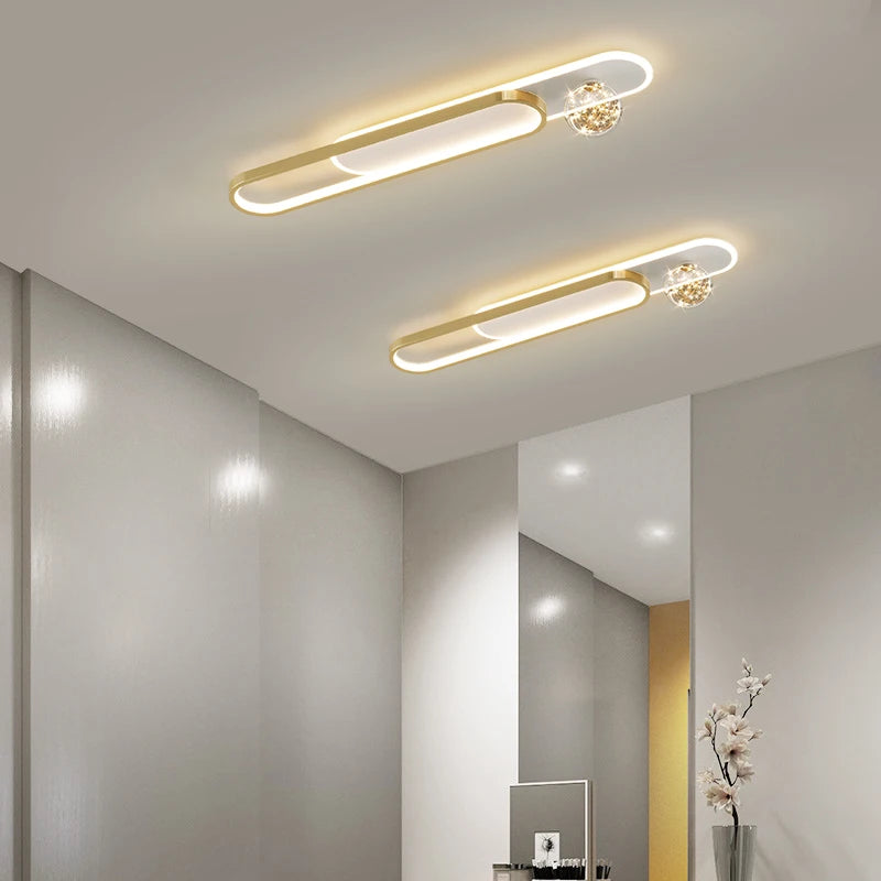 lustre moderne simple de luxe créatif étoilé encastré longue bande