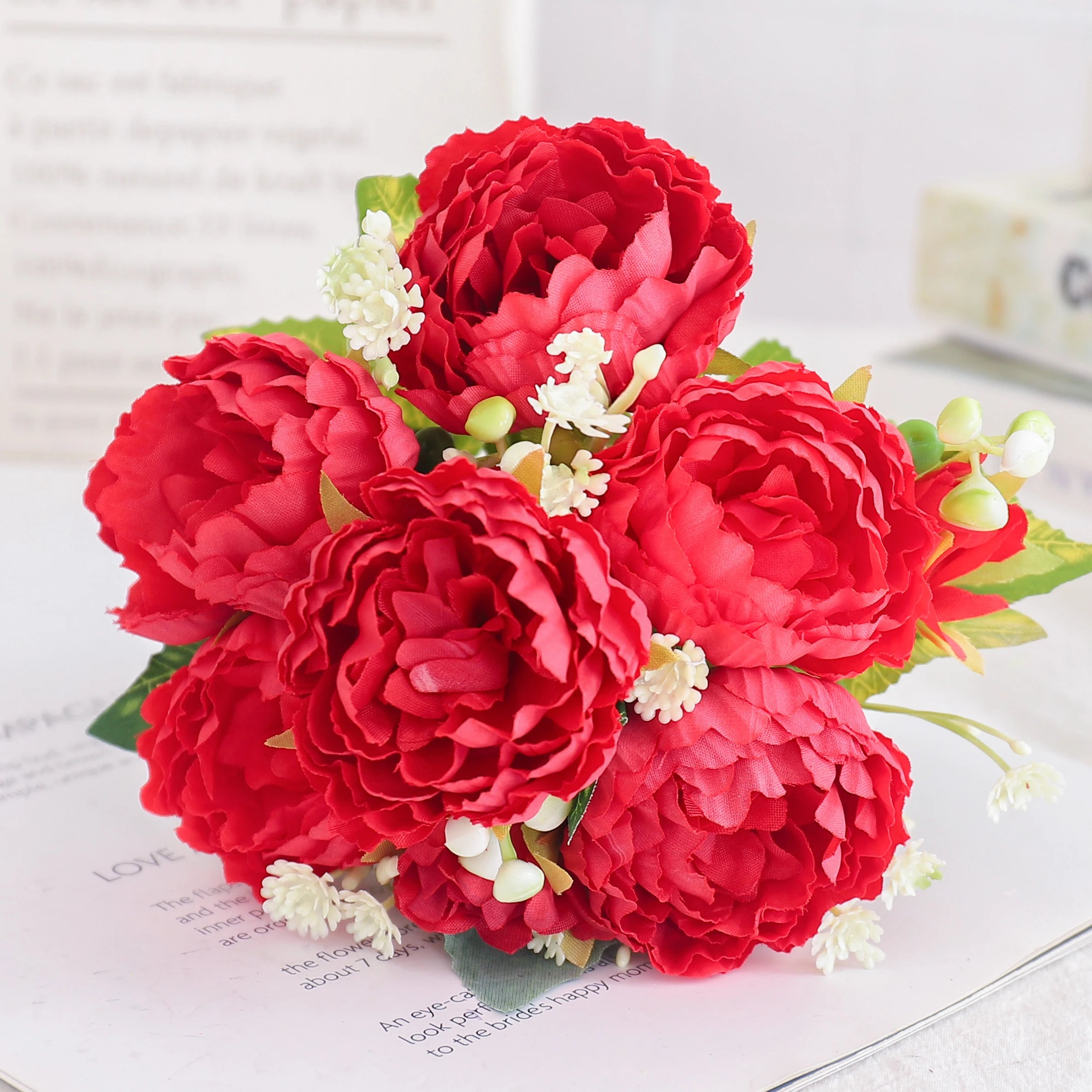 fleurs artificielles soie pivoine hortensia décoration mariage bouquet - vue 16 sur 40