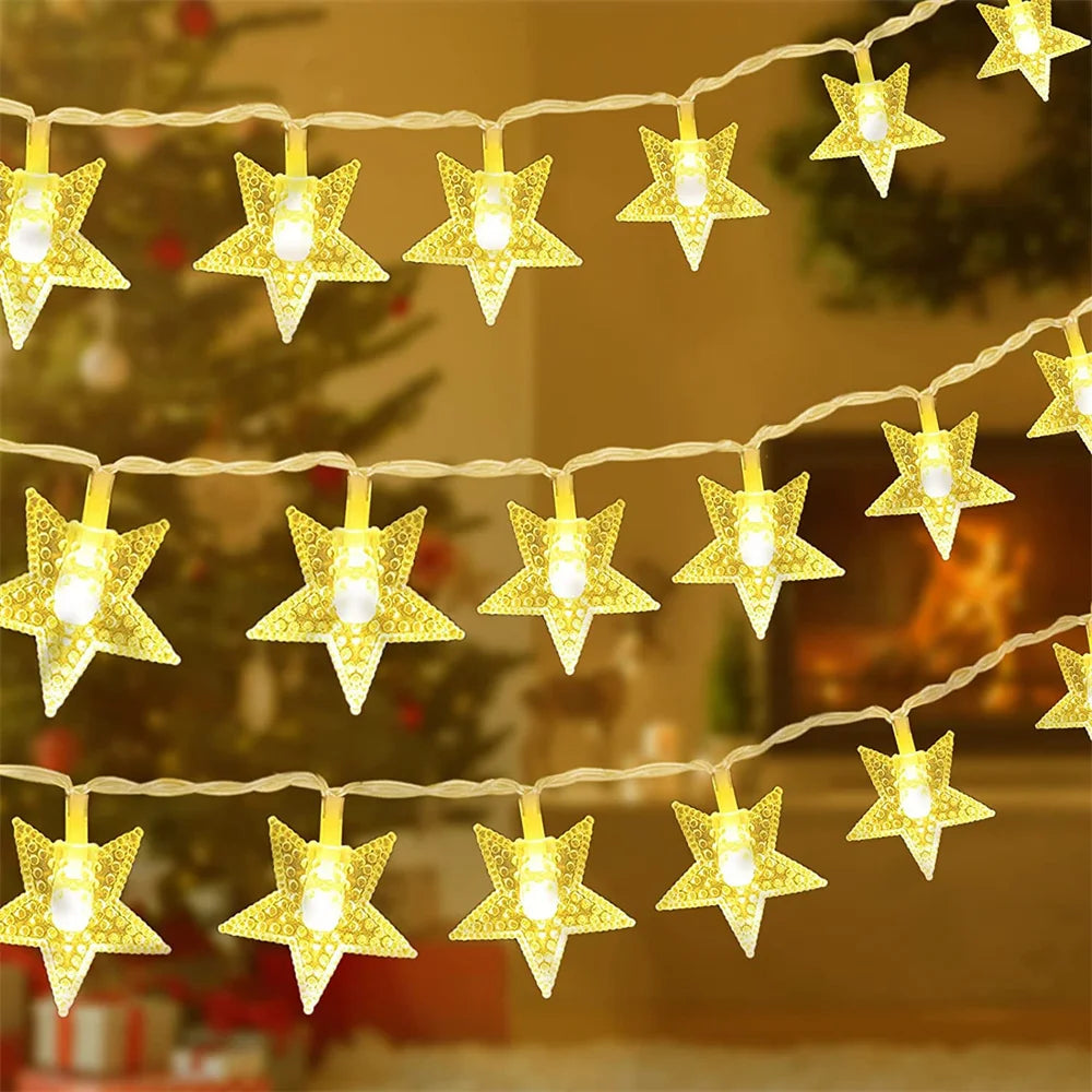 Guirlande lumineuse féerique flocons étoiles décoration fête Noël