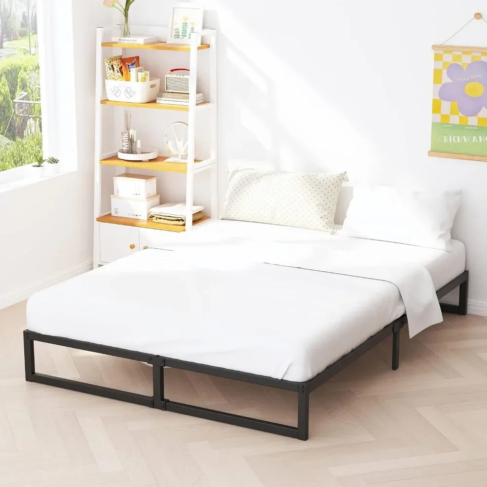 King Size Bed Frame, Metal Platform Mattress Foundation With Steel Slat Support, No Box Spring Needed,8 Inch King Size Bed Frame - vue 3 sur 6