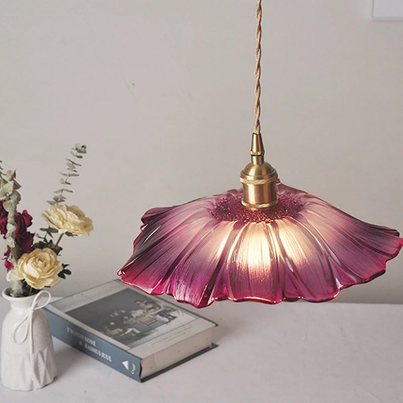 lustre moderne en verre avec design floral pour décoration intérieure - vue 5 sur 7