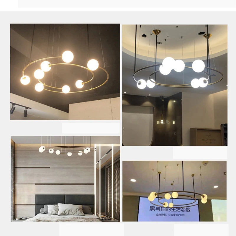 lustre postmoderne créatif minimaliste éclairage anneau rond design élégant - vue 6 sur 12
