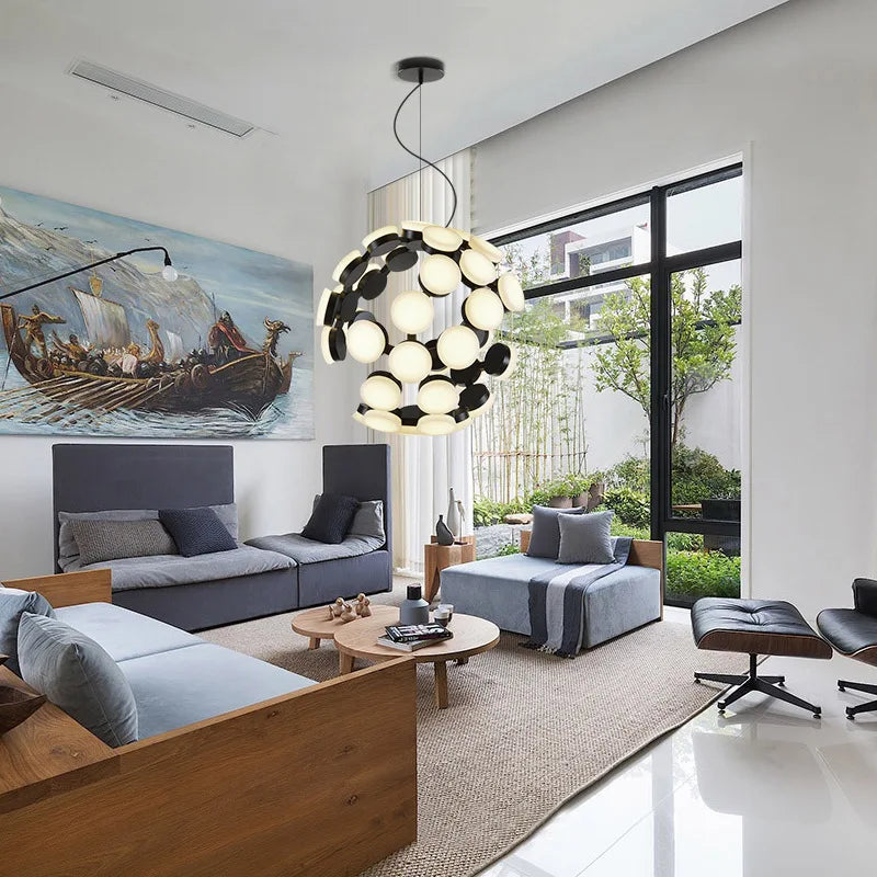 Danish Designer Big Globle Pendant Lamp Modern Suspension Hanging Light for Living Room - vue 6 sur 8