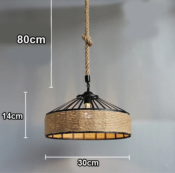 Vintage-Pendelleuchte aus Sisal mit kreativer Beleuchtung und elegantem Flechtwerk