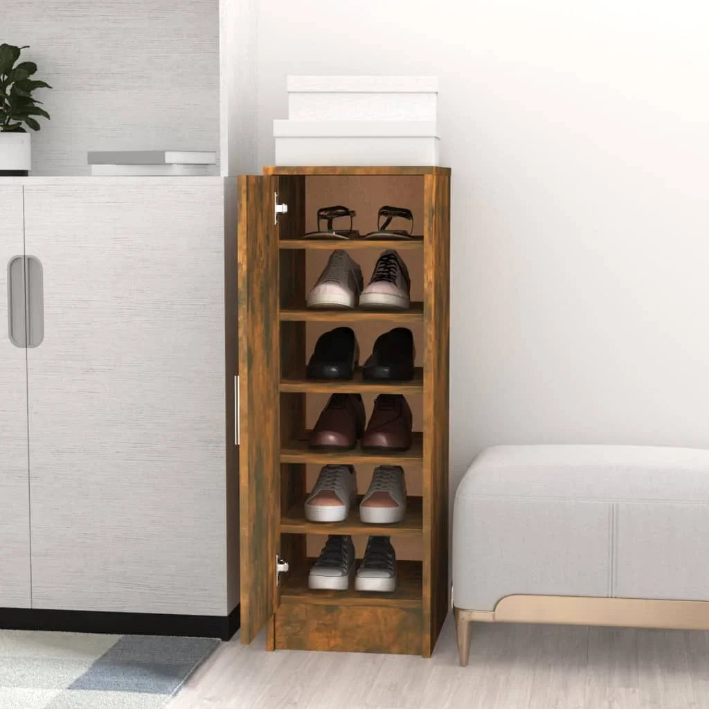 Meuble à chaussures en chêne fumé design moderne en bois d'ingénierie