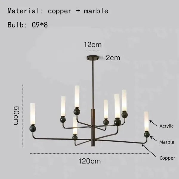 suspension en marbre et cuivre pour éclairage intérieur moderne