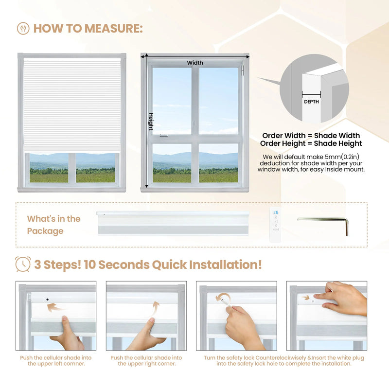 Store occultant alvéolaire sans perçage double ouverture fenêtre