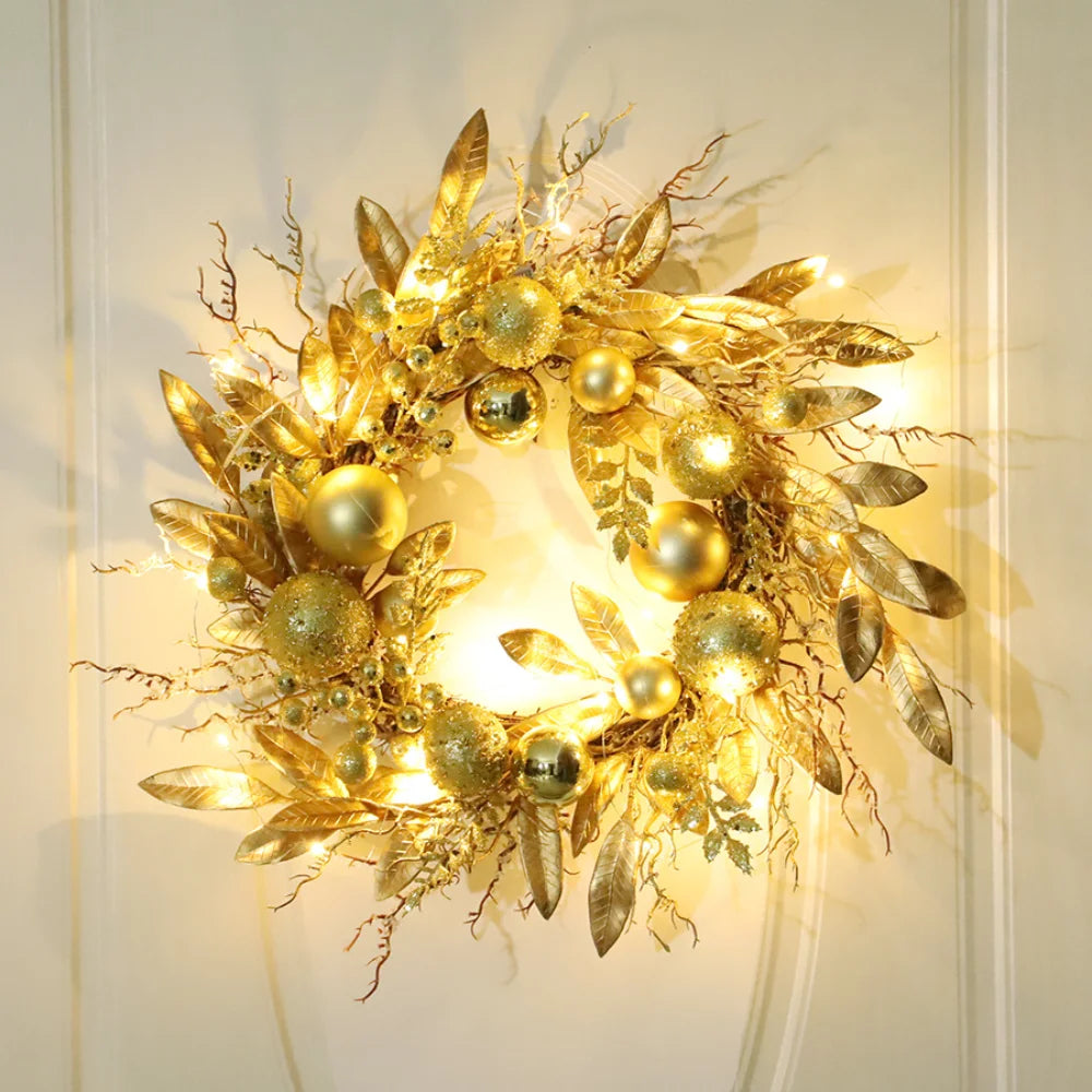 couronne de Noël décorative pour porte d'entrée suspendue Nouvel An 2025 - vue 2 sur 6