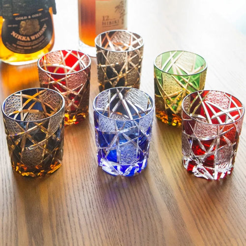 Verre whisky style edo kiriko gravure artisanale