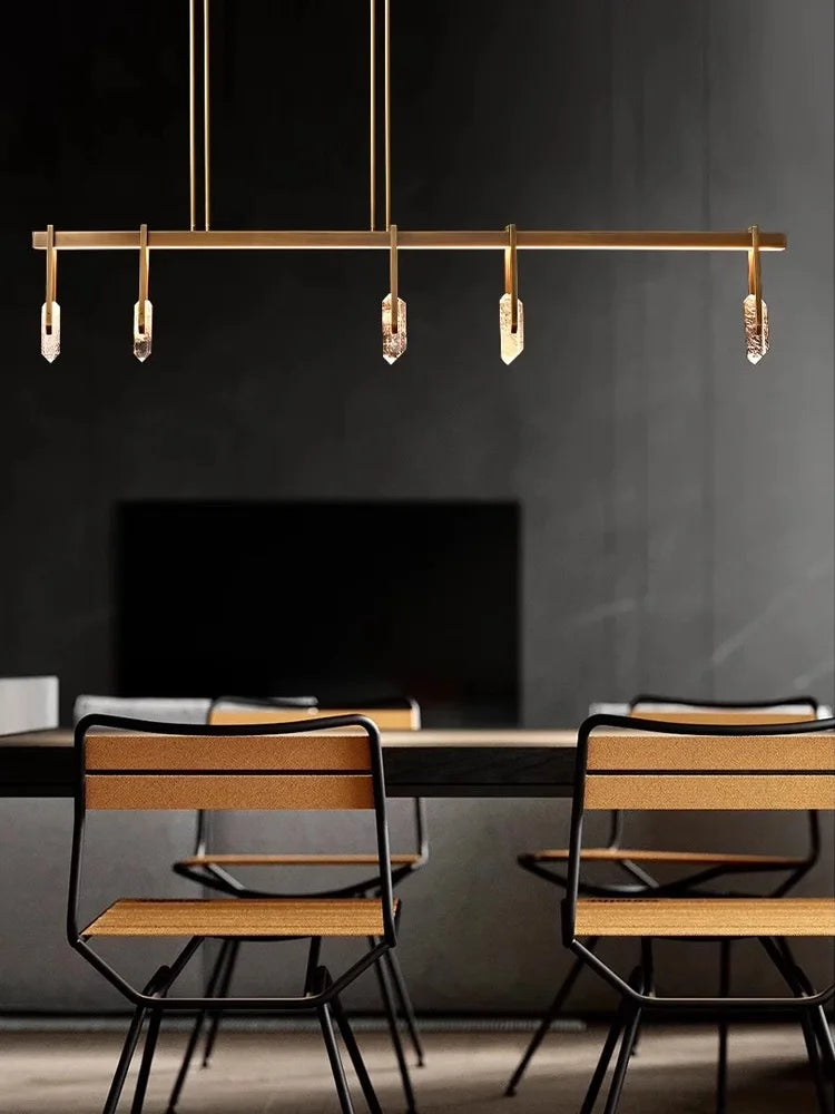 Lustre style design italien cuivre postmoderne LED ronde cristal luxe - vue 4 sur 15