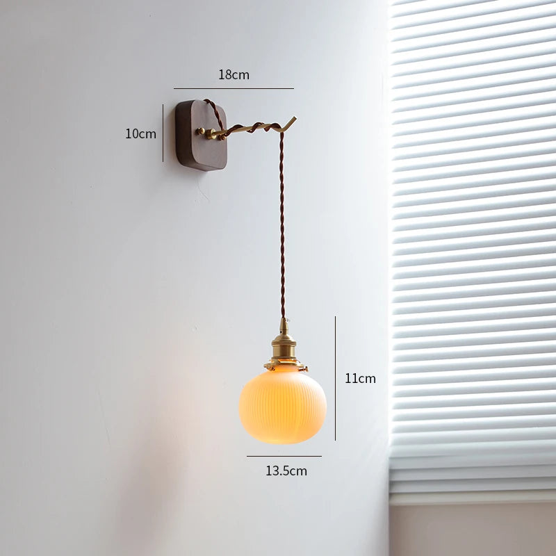 Moderne Wandleuchte aus Nussbaum für Schlafzimmer und Wohnzimmer - vue 19 sur 23