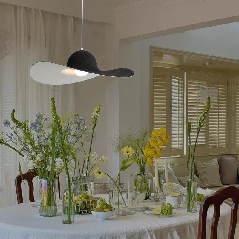 Felt Pendant Lamps Nordic Hat Chandelier Ceiling Hanging Light for Living Dining Room Bedroom - vue 4 sur 12