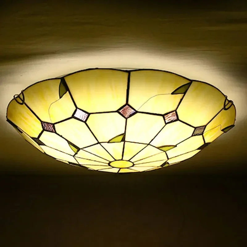 lustre tiffany méditerranéen bohème vitrail pour décoration intérieure - vue 4 sur 9