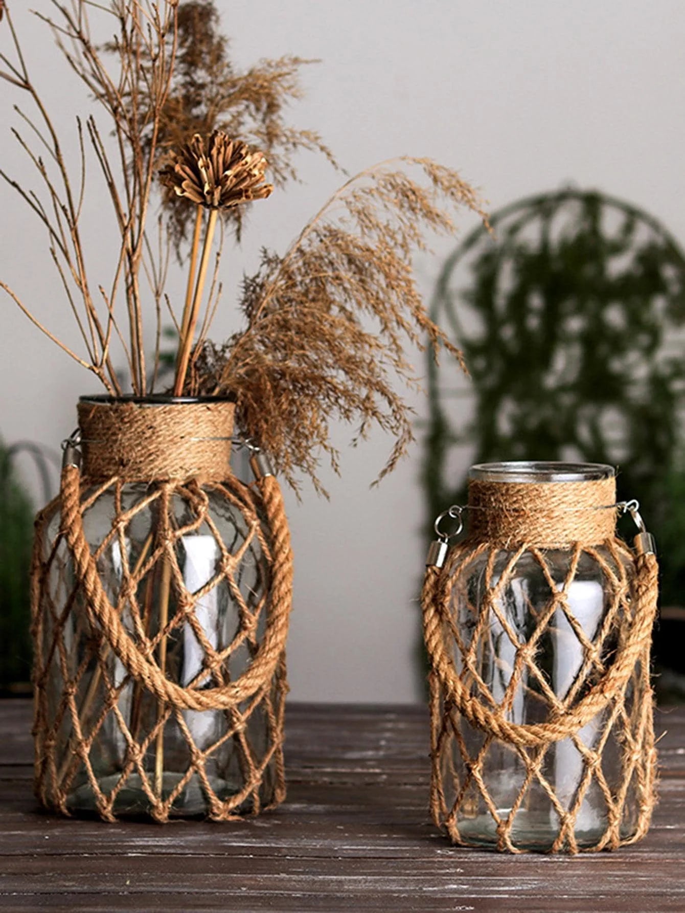 vase en verre tissé à la main décoration bohème pour fleurs sèches - vue 2 sur 8