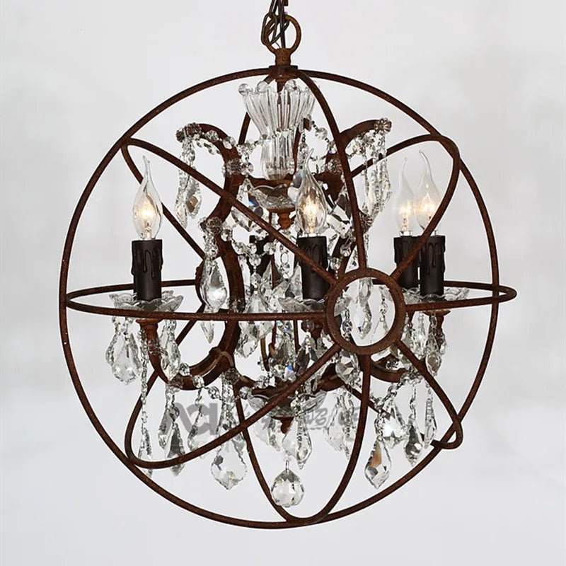 lustre vintage en cristal style cage à oiseaux éclairage led rétro