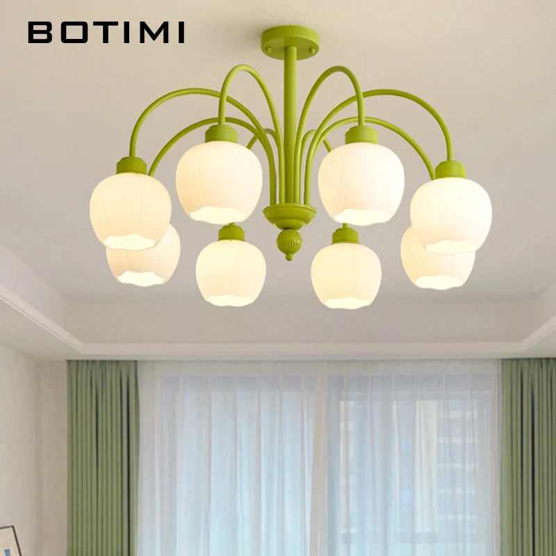 lustre moderne botimi avec 8 abat-jour en verre nordiques - vue 5 sur 13