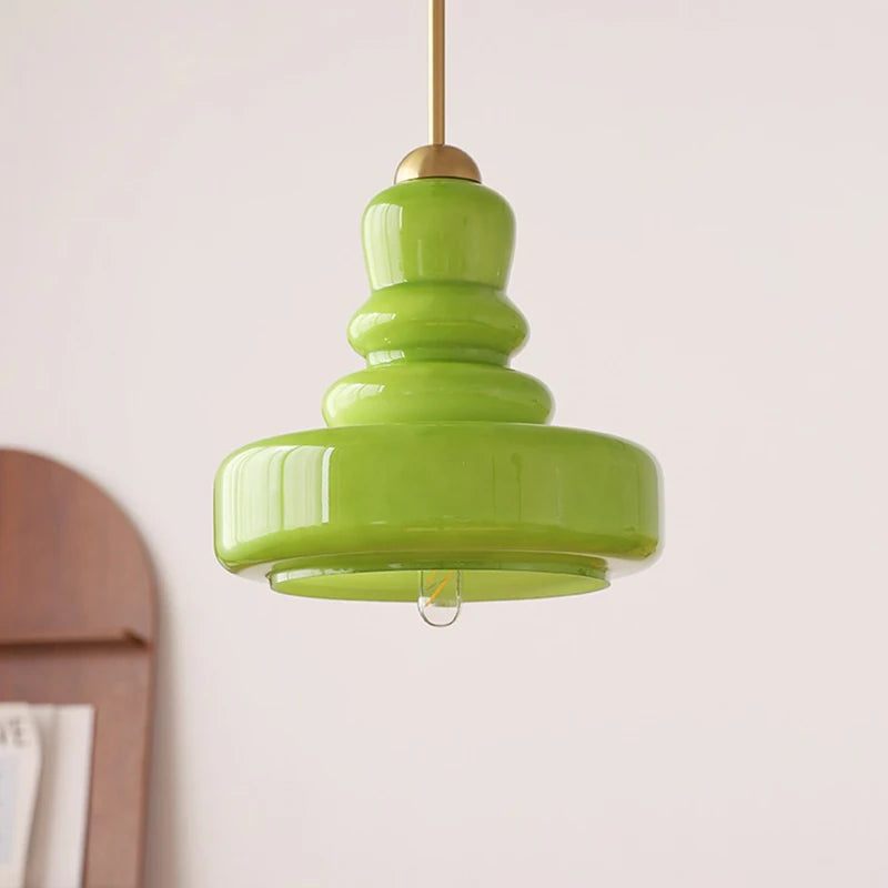 suspension rétro nordique bauhaus en verre gourde pour éclairage - vue 3 sur 9