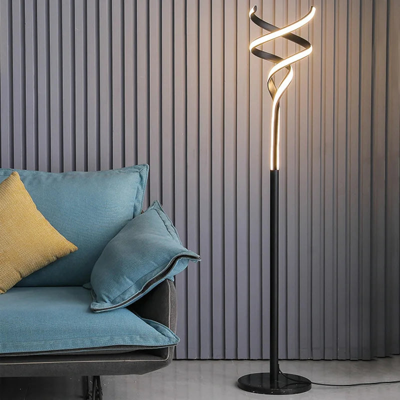 Lampadaire led moderne luxe spirale double télécommande gradation - vue 3 sur 8
