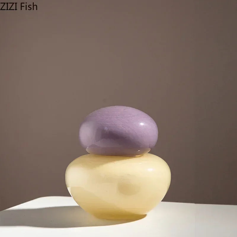 vase elliptique en verre avec couvercle pour fleurs décoratives - vue 4 sur 9