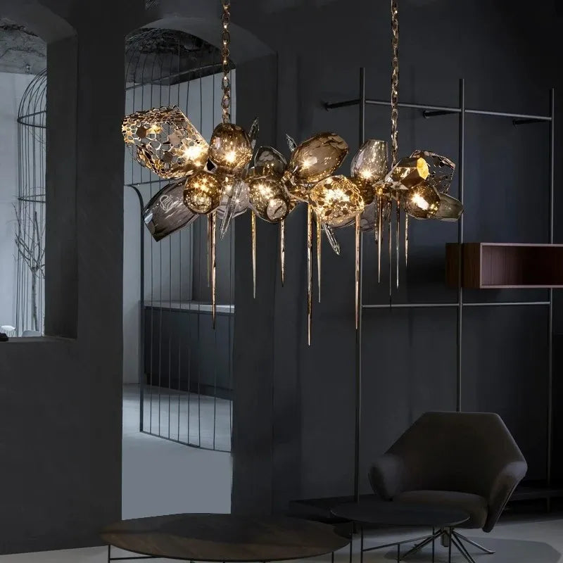 lustre en verre nordique de luxe en cristal moderne