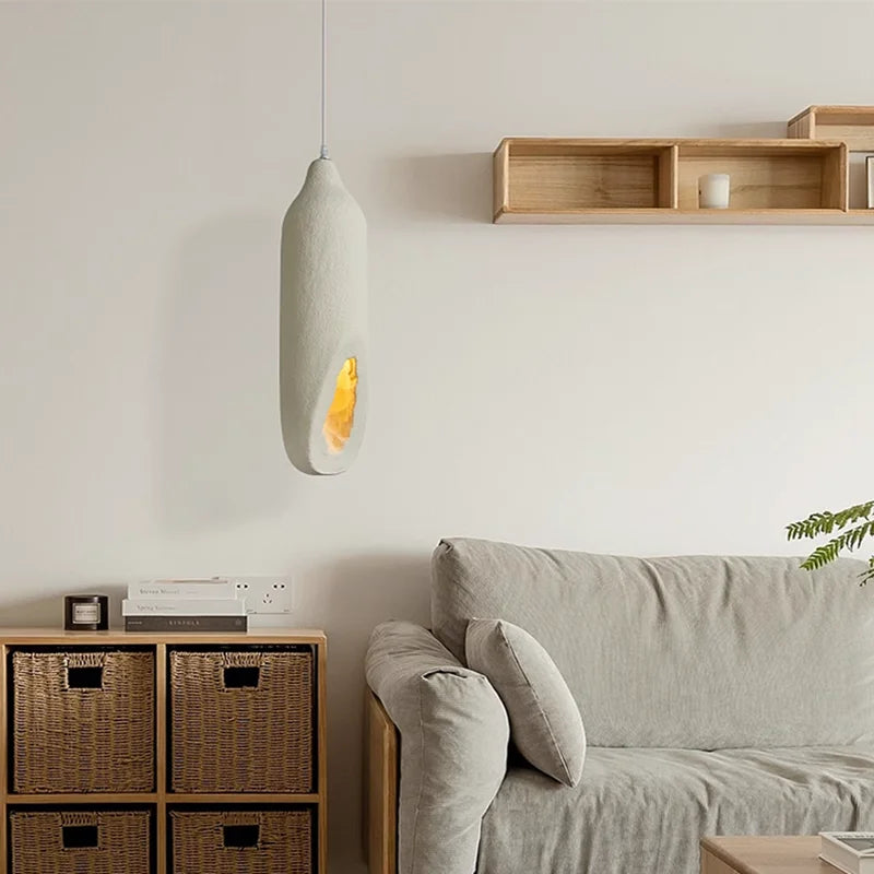 Designer Wabi Sabi Wind Restaurant Led Lustre Creative Salon Modèle Chambre Chambre Décor Lampe Ciment À La Main Luminaire - vue 3 sur 8