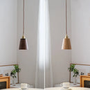 Moderne LED-Pendelleuchte aus Holz mit Lampenschirm aus Messing