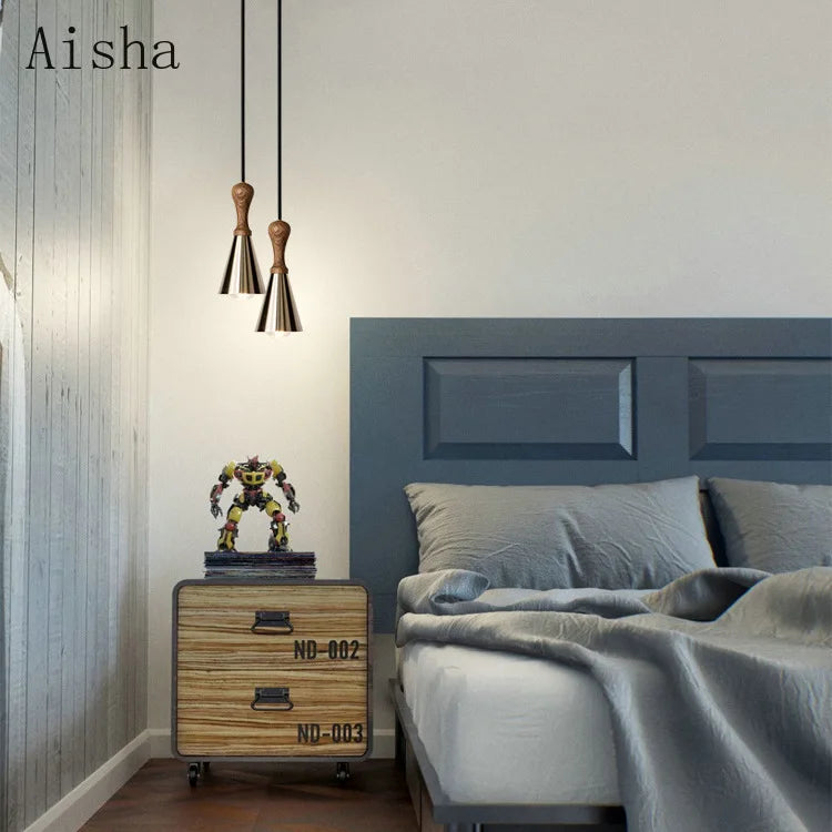 lustre en bois massif pour éclairage intérieur décoratif - vue 5 sur 7