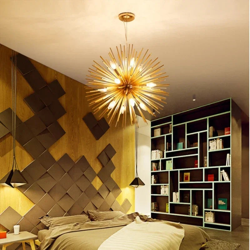 lustre boule hérisson décoration maison style nordique lumineux - vue 5 sur 12