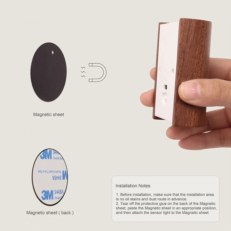 LED capteur de mouvement en bois Induction veilleuses sans fil USB Rechargeable applique murale chambre cuisine couloir escaliers éclairage - vue 5 sur 8