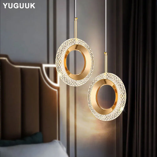 Nordische LED-Pendelleuchte Ring Modern für Schlafzimmer und Wohnzimmer - vue 2 sur 12