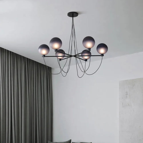 Nordischer Kronleuchter Glasball im Retro-Industriedesign - vue 5 sur 7