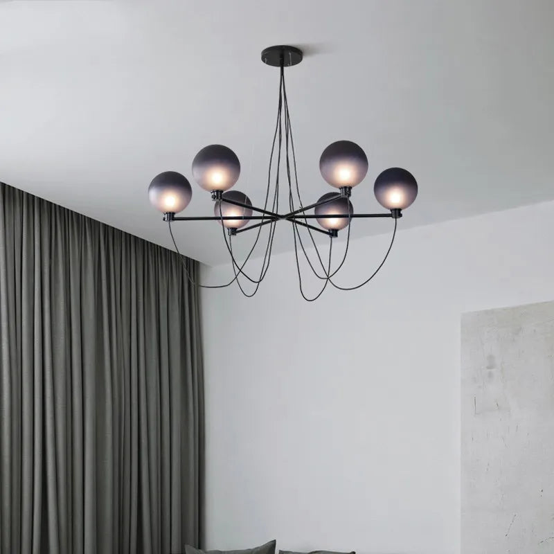 Nordischer Kronleuchter Glasball im Retro-Industriedesign - vue 4 sur 7