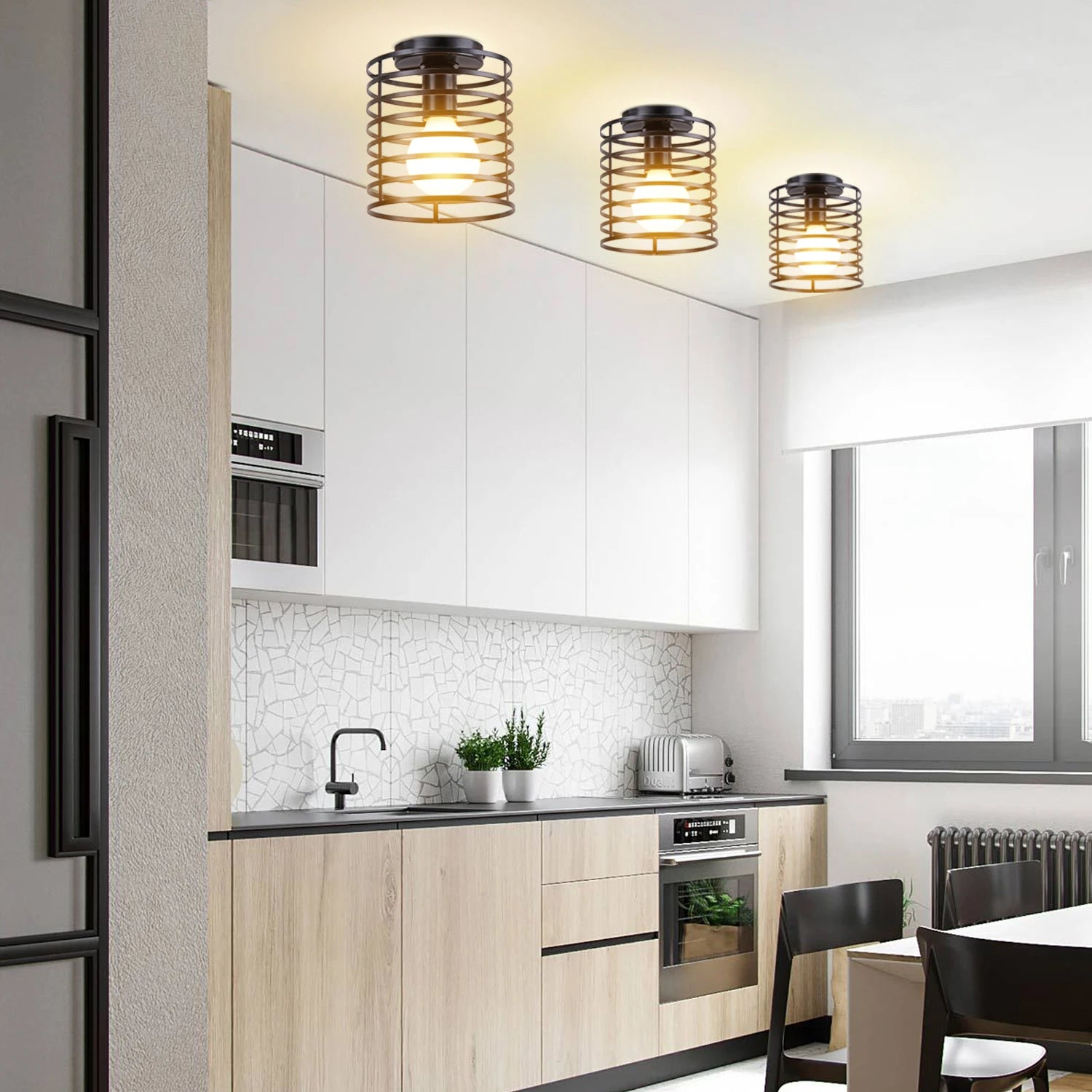 plafonnier moderne à leds style industriel vintage rétro loft - vue 3 sur 10