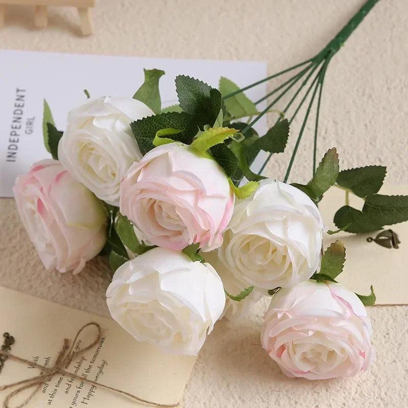 bouquet de roses artificielles en soie pour décoration élégante - vue 10 sur 17