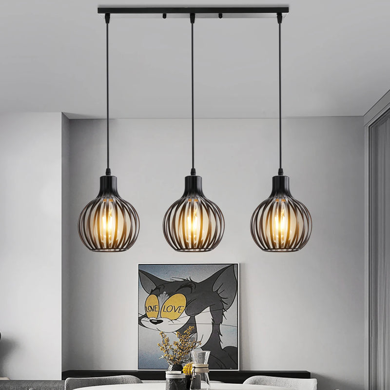 suspension industrielle rétro avec abat-jour géométrique moderne