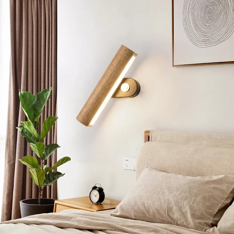 LED-Wandleuchte aus abgerundetem Holz, drehbar - vue 4 sur 8