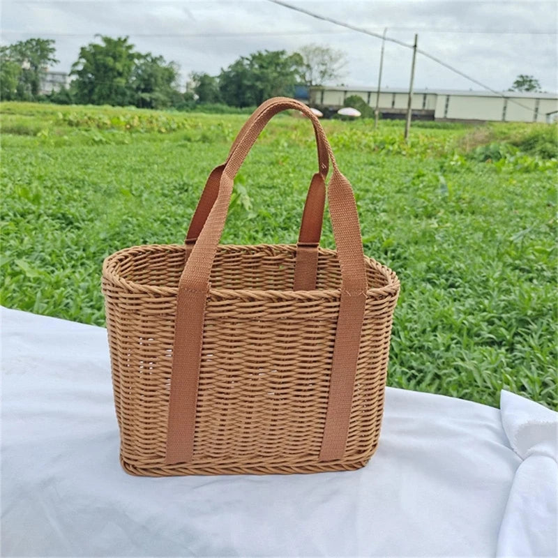 panier tissé pour fruits et fleurs avec poignées peu encombrant - vue 9 sur 8