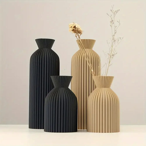Elegant Black Plastic Vase - Boho Chic Decorative Centerpiece for Home, Office, and Living Room - vue 2 sur 8