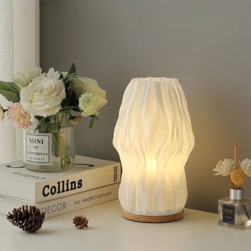 Lampe à poser Abat-jour imprimé en 3D de Style crème française - vue 3 sur 14