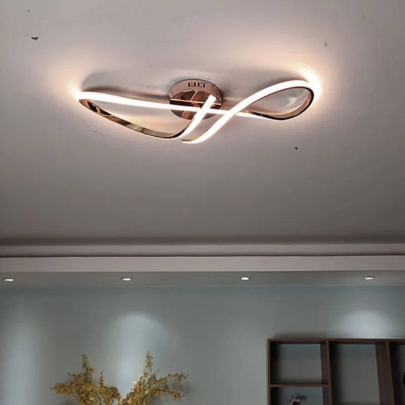 plafonnier moderne à leds doré chromé pour intérieur - vue 3 sur 10