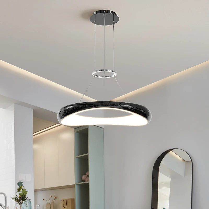lustre led moderne nordique simple anneau restaurant bar - vue 6 sur 18