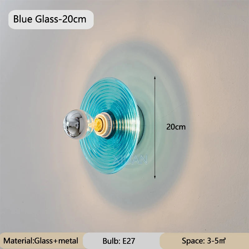 Wandleuchte aus Wellenstruktur-Glas für Flur, Eingang und Treppenhaus - vue 8 sur 9