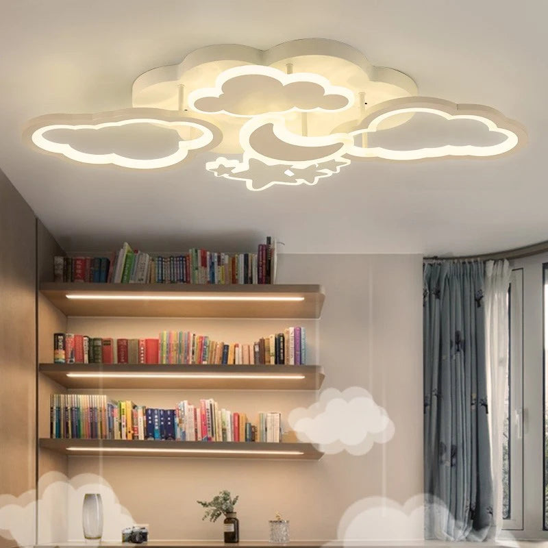 lustre led moderne en forme de lune étoile nuage pour enfants - vue 4 sur 25